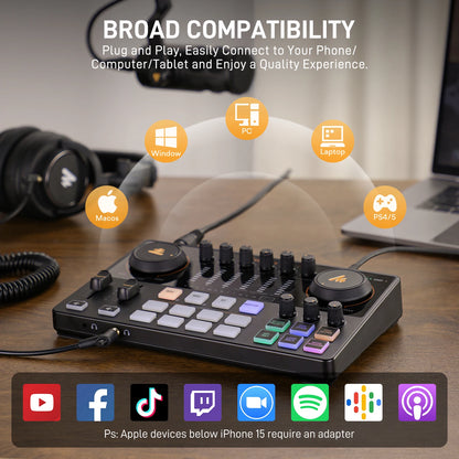 MaonoCaster E2 Gen2 Audio Interface Mixer AME2 Gen2 Dual XLR Input for Podcast Live Streaming Gaming Audio Interfaces Sound Card