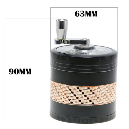 Manual Metal Herb Grinder 5 Layer Zinc Alloy 63mm Kitchen Cutter Crusher Hand Crank Muller