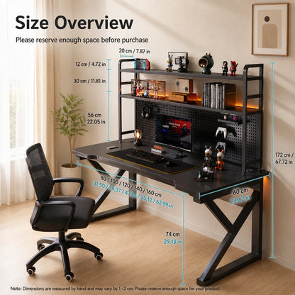 AOLIVIYA 80/100cm E-sports Table Home Desk Bookshelf Student Learning Office Desktop Computer Desk