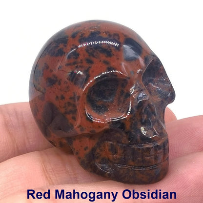 Wholesale 1.5" Natural Stones Crystal Skull Statue Amethyst Quartz Tiger Eye Carved Ore Mineral Crystals Figurine Home Decor