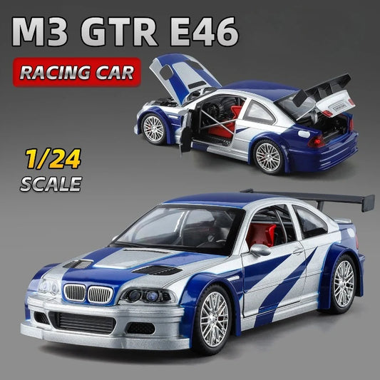 Simulation 1:24 BMW M3 GTR E46 Racing Car Model Alloy Miniature Voiture Collection Ornament Toy Vehicle Boyfriend Birthday Gift