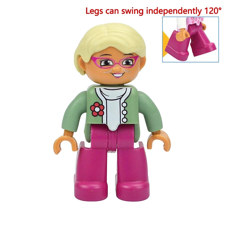 Figures Dolls Big Size Building Blocks Family Action Workers Doctor Police Farmer Compatible Large Bricks Duploes Kid Toys