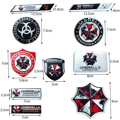 3D Aluminum Car Umbrella Corporation Badge Motorcycle Car Fuel Tank Cover Body Scratch Sticker Waterproof Decorative Decal