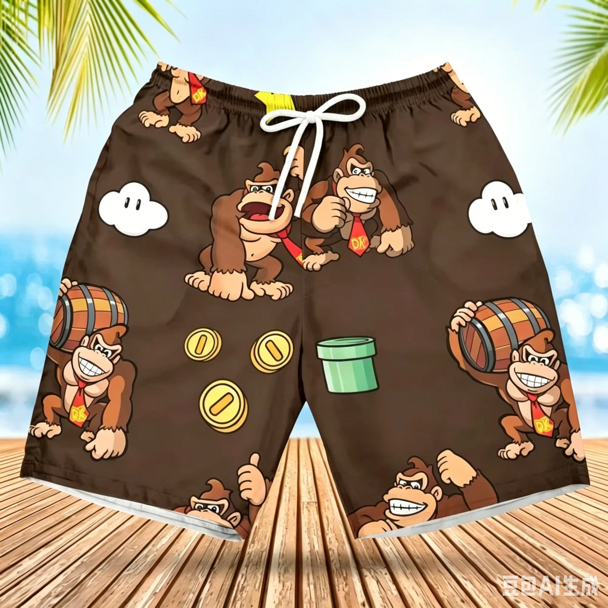 Summer Men's Women's Quick-Drying Beach Shorts Luigi Yoshi Printed Shorts for Beach Swimming Pools Gyms and Outdoor Sport