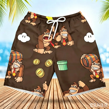Summer Men's Women's Quick-Drying Beach Shorts Luigi Yoshi Printed Shorts for Beach Swimming Pools Gyms and Outdoor Sport