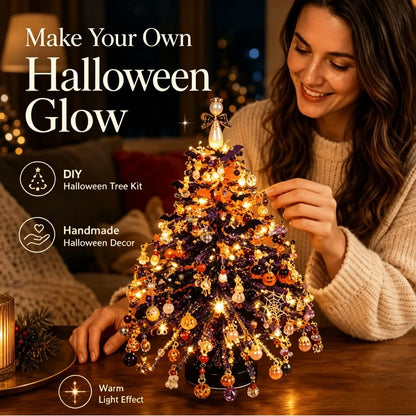 DIY Beaded Christmas Tree Kit 3D Crystal Craft with LED Lights, Stress-Free Holiday Activity&Handmade Gift for Adults,Teens,Kids