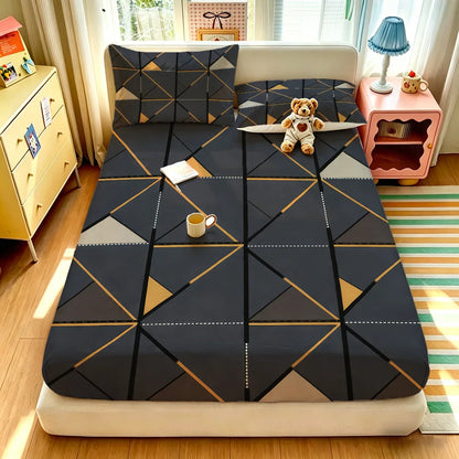 3pcs 100% Polyester Brushed Print Bedding Bedrooms Homes Hotels Soft Bed Sheet Set Without Core 1Bed Sheet 2 Pillowcases