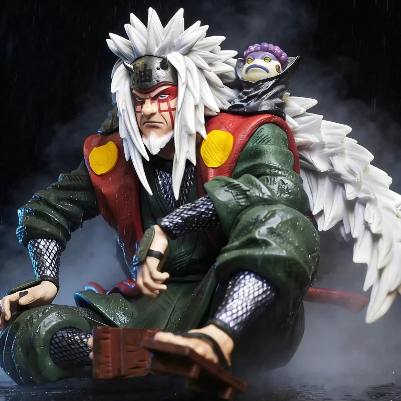 14cm Anime Naruto Figure Jiraiya Sage Mode Mount Myoboku Sitting Figure Double Head Sculpture Anime Model Toy Desktop Decor Gift