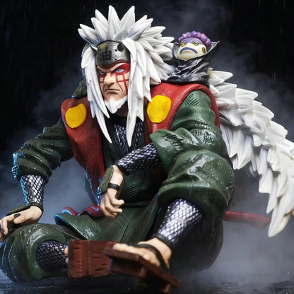 14cm Anime Naruto Figure Jiraiya Sage Mode Mount Myoboku Sitting Figure Double Head Sculpture Anime Model Toy Desktop Decor Gift