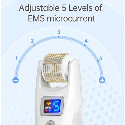 Bio Roller G5 540 Needles EMS Microneedling Derma Roller LED Light Therapy Vibration Microcurrent Facial Device With 2Pcs Heads