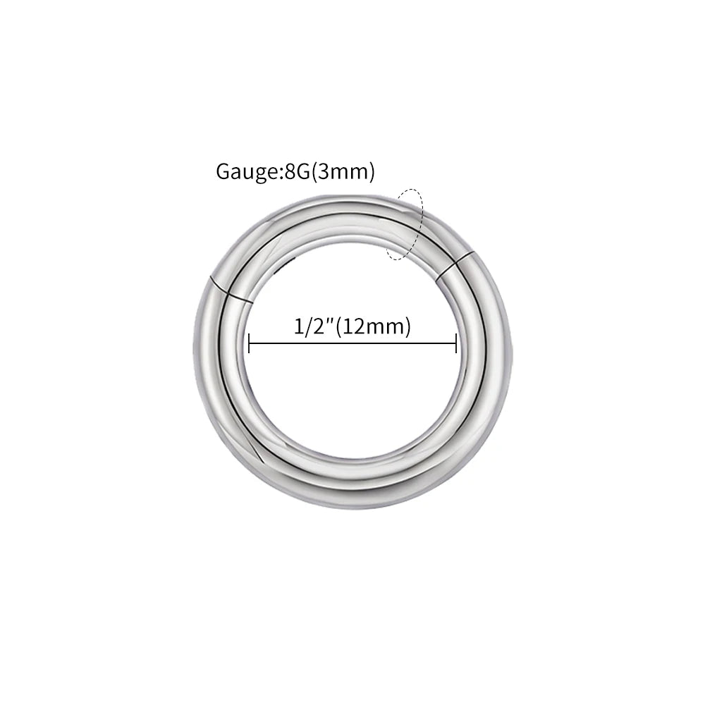 Right Grand ASTM F136 Titanium Large Gauge 6G 8G 10G Single Hinged Clicker Segment Hoop Ring Septum Nose Piercing