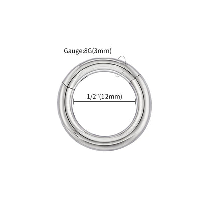Right Grand ASTM F136 Titanium Large Gauge 6G 8G 10G Single Hinged Clicker Segment Hoop Ring Septum Nose Piercing