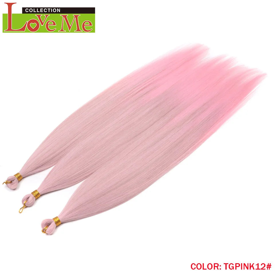 LOVE ME 28 inches 300g/3pcs Straight Hair Bundles Crochet Hair Synthetic Braiding Hair Ombre Rainbow Braids Hair Extensions