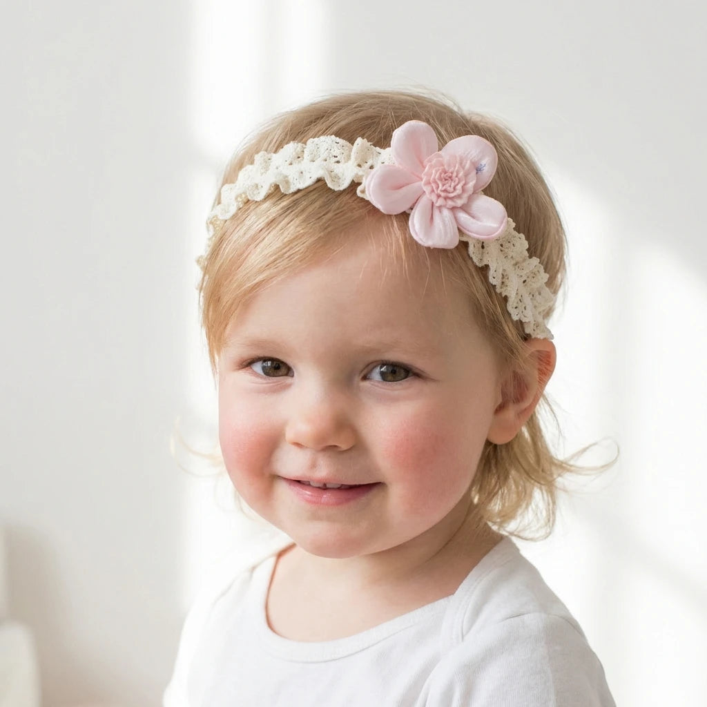 New Baby Hair Accessories Cute Flower Lace Elastic Headband for Infants Children's Fontanelle Protection