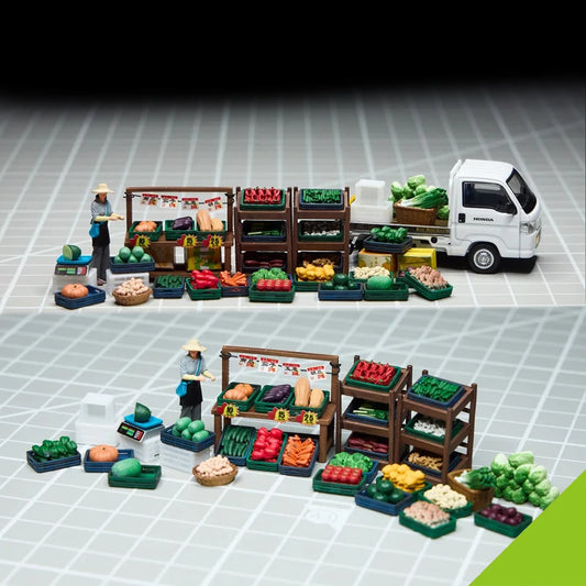 Kicarmod 1/64 Vegetable Stand - High Precision 3D Printed Resin Miniature Scene for Car Model Diorama Collectible Gift