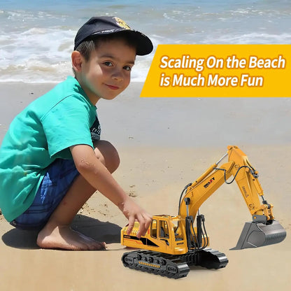 Simulation Alloy Excavator Toy 1:24 Scale Inertia Engineering Vehicle Kids Boys Birthday Gift