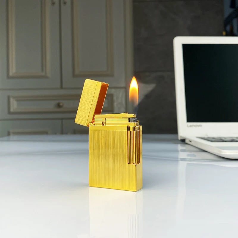 Windproof Lighter with Bright Sound for Men, Retro Cigarette Gift, Brass Shell, New