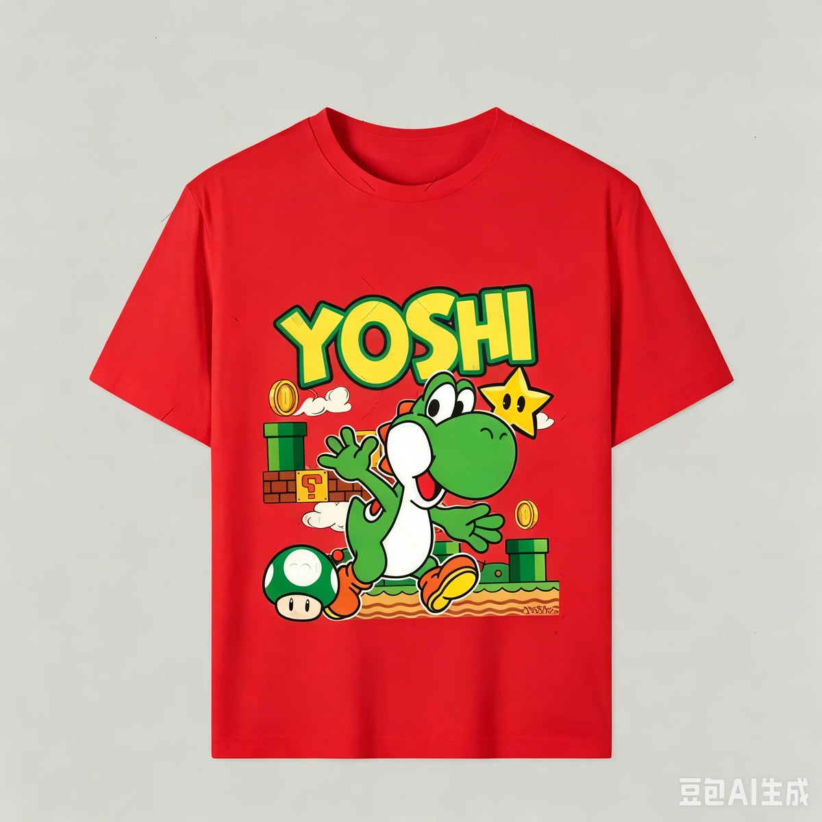 Boys Girls Family Kids T-shirt Tops Summer Cartoon Yoshi Men's Women's Short Sleeve T-shirt Tops Suitable For Adults And Kids