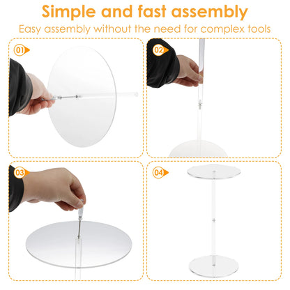 Acrylic Transparent Tea Table Drink Side Table Space Saving Small Round End Table Easy Assembly for Living Room Bedroom Office