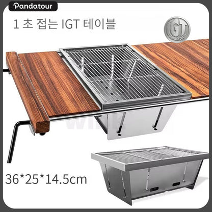 Pandatour Camping IGT 1unit Barbecue Grill Easy Equiped Folding Stainless Steel Barbecue Grill Removable Portable Hiking