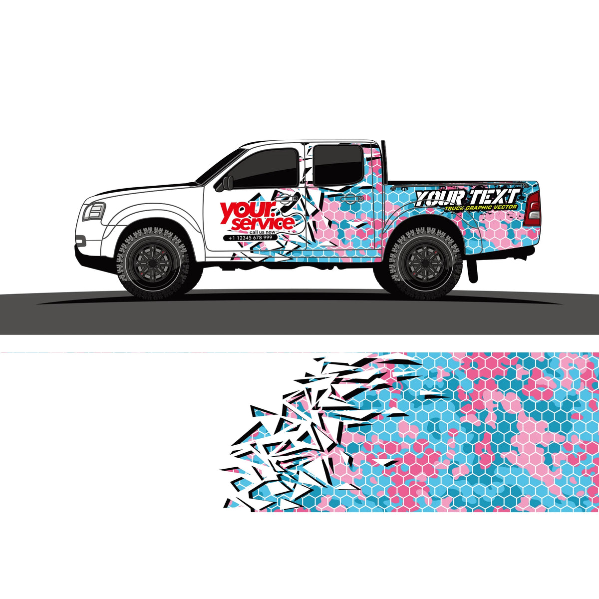 Pickup Grid Sticker Car Full Wrap Sticker Car Decal Decorative Cut Body Racing Graphic Decal Vinyl Wrap Modern Design Width 60cm