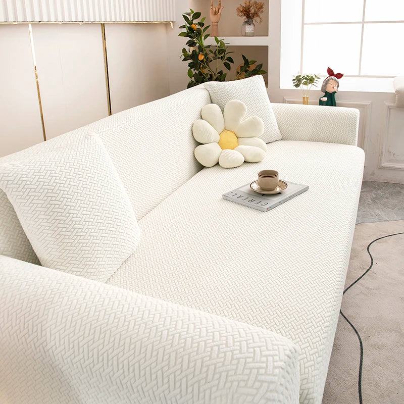 Jacquard Adjustable Elastic Sofa Cover Armchair Protector Corner L Shape Stretch Thick Slipcovers Couch Covers 1/2/3/4/5 Seater