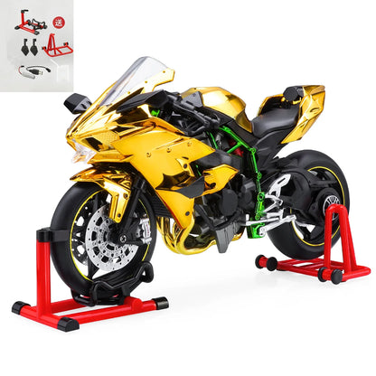 Key Start 1:9 H2 H2R Alloy Sports Motorcycle Model Diecast Track Racing Motorcycle Model With Spray Sound and Light Kid Toy Gift
