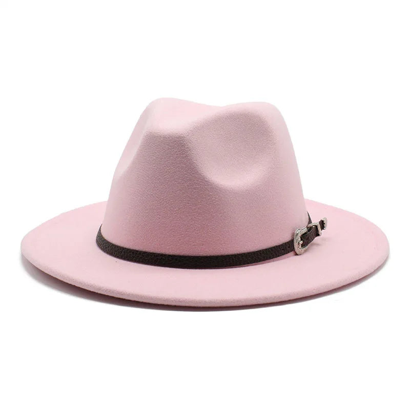 British Style Felt Jazz Fedora Hat 59-61CM Size Panama Trilby Hats for Women Men Gentleman Wedding Party Hat