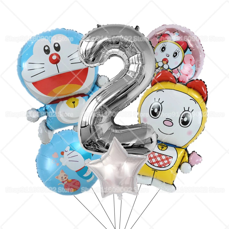 Doraemons Number 1-10 Balloons Girls Boys Birthday Decorations Baby Shower Gender Reveal Balloon Party Supplies Kids Toys Gift