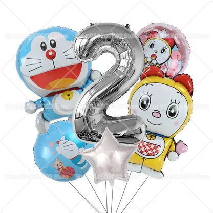 Doraemons Number 1-10 Balloons Girls Boys Birthday Decorations Baby Shower Gender Reveal Balloon Party Supplies Kids Toys Gift