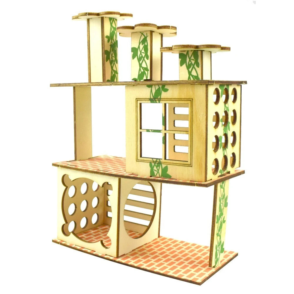 Hamster chamfer minipet toy tree nest ladder fence springboard platform building basic cage Villa