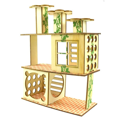 Hamster chamfer minipet toy tree nest ladder fence springboard platform building basic cage Villa