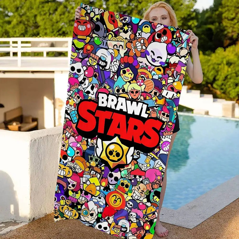 Game B-rawl Game S-Stars Anime Microfiber Printed Beach Towel Mountain Climbing Yoga Beach Swimming Running Absorbent Soft Towel