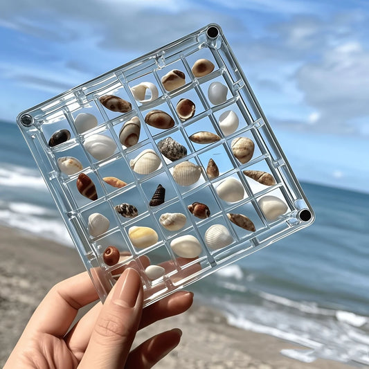 36 Grids Acrylic Seashell Display Box with Magnets Durable Starfishs Trinket Storage Case for Bead Nail Jewelry