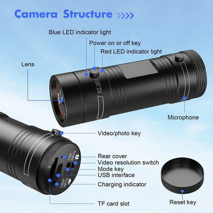 FHD 1080P Mini Camera Sport DV Action Sports Camera Flashlight Helmet Video Ideal For Bike Cycle Motorcycle Waterproof Camcorder