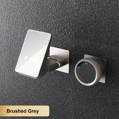 Luxury Brass Titanium LED Digital Display Wall Mounted Bathroom Faucet with Embedded 2 Cold and Hot Water Waterfall Basin Mixer