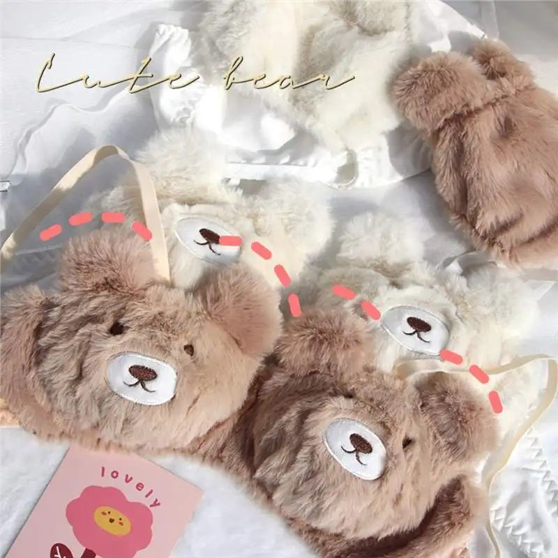 Japanese Cute Girl Plush Underwear Autumn And Winter Japanese Bra Set Without Underwire Warm
