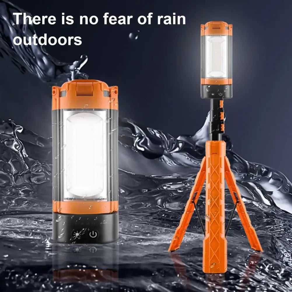 LED Work Light with Tripod Stand Folding Holder Support Lamp Hanging Hook 4 Modes IP65 Waterproof Power Bank for Outdoor Fishing