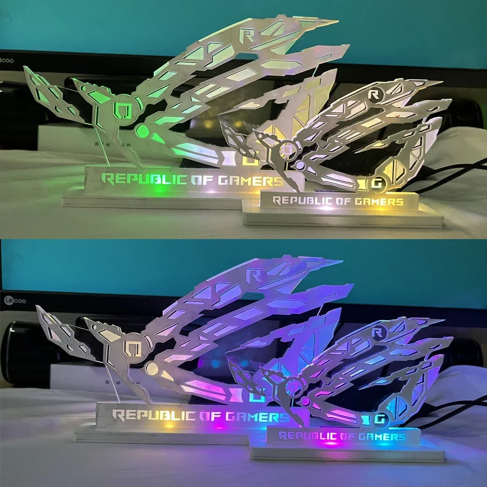 ARGB Desktop Computer Figure Acrylic,DIY Gaming Cabinet Decorative ROG Ornaments Lighting 5V 3PIN AURA SYNC