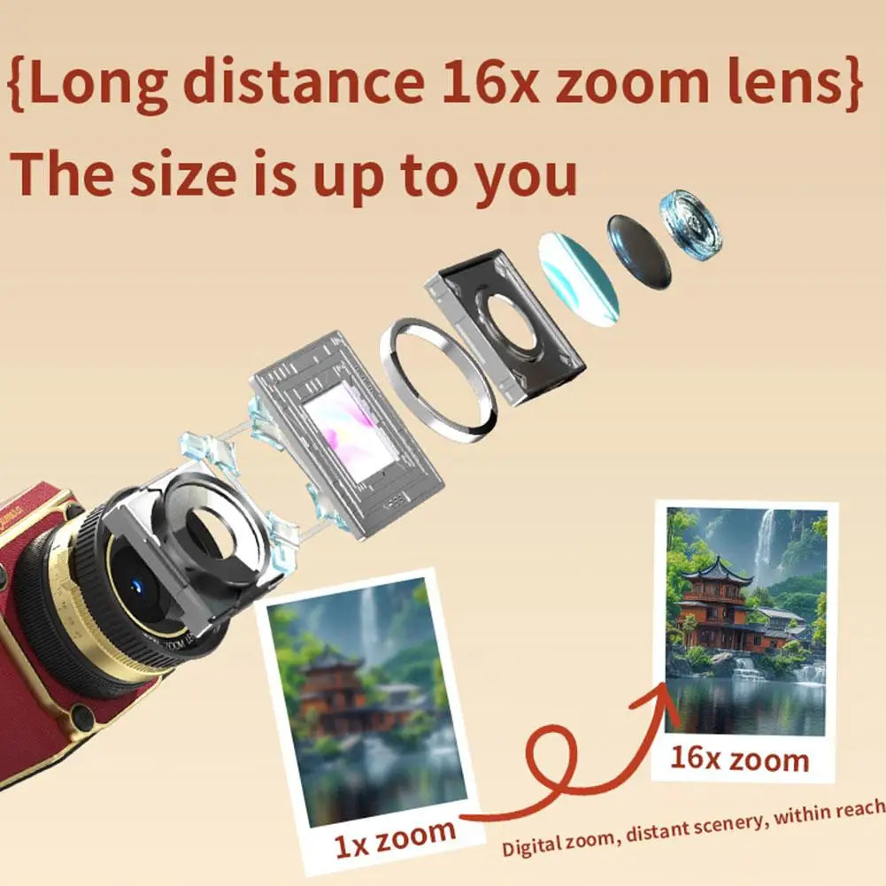 Retro Portable CCD 16X Digital Zoom Student-Friendly Simulation Double-Reflex Digital Camera For Beginner Photography Mini