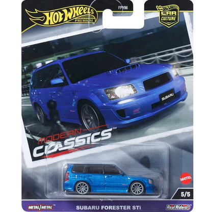 Hot Wheels Premium Car Culture Modern Classics Subaru Forester Sti Vehicle With Real Riders Tires 1:64 Model Car Toy Boy Gifts