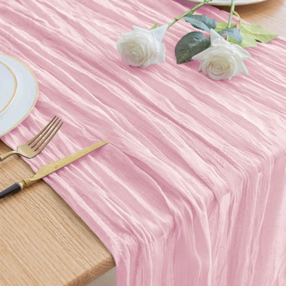 1PCS/6PCS 90*300CM Light Pink Cheesecloth Table Runner Boho Gauze Fabric Rustic Sheer Table Runners For Wedding Bridal Shower