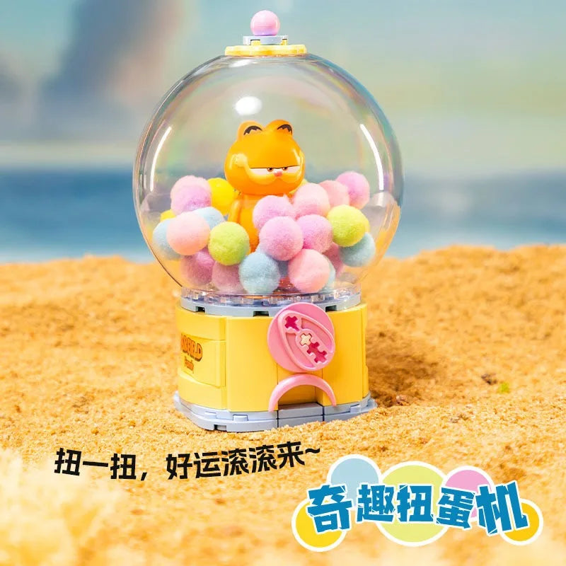 Pantasy Garfield Crystal Ball Series Fun Gashapon Machine Building Block Puzzle Model Desktop Ornament Children's Gift