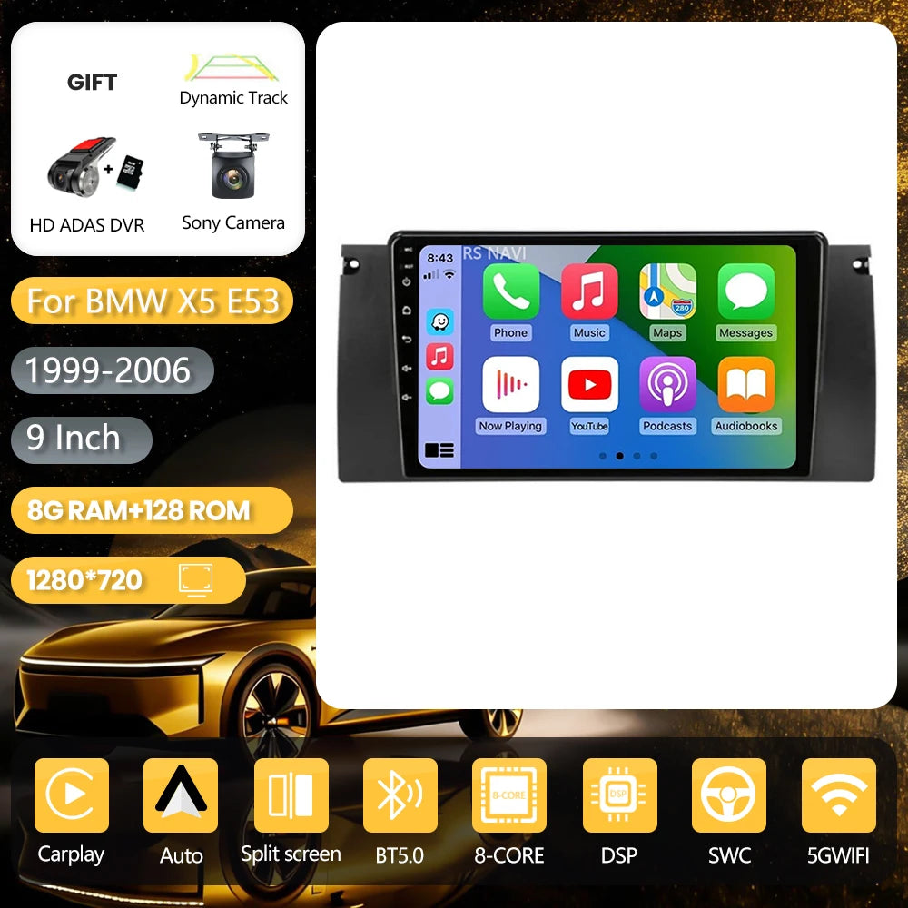 Android 16 Carplay Auto 2K Screen Car Radio Multimedia Player For BMW M5 E39 1995-2006 E53 X5 M5 2din Autoradio Stereo Head Unit