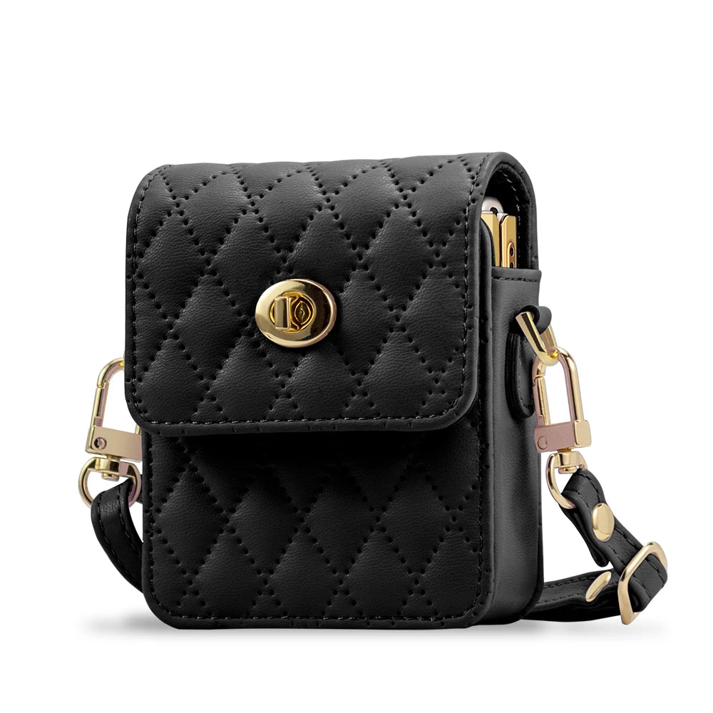 Women&Girls Fashion PU Leather Mini Phone Bag With Adjustable Crossbody Lanyard Strap For Galaxy Z Flip 7/6/5/4/3 Phone Case