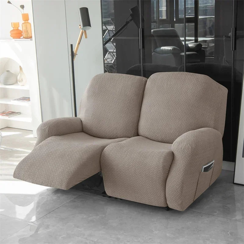 1/2/3 Seater Recliner Sofa Cover Jacquard Solid Color Stretch Couch Coushion Solid Color Sofa Slipcover for Living Room Home