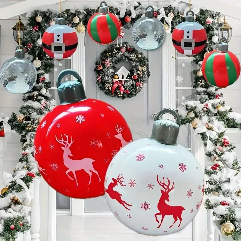 2Pcs 40cm PVC inflatable Christmas decoration ball ornament. Christmas outdoor holiday yard lawn porch decoration
