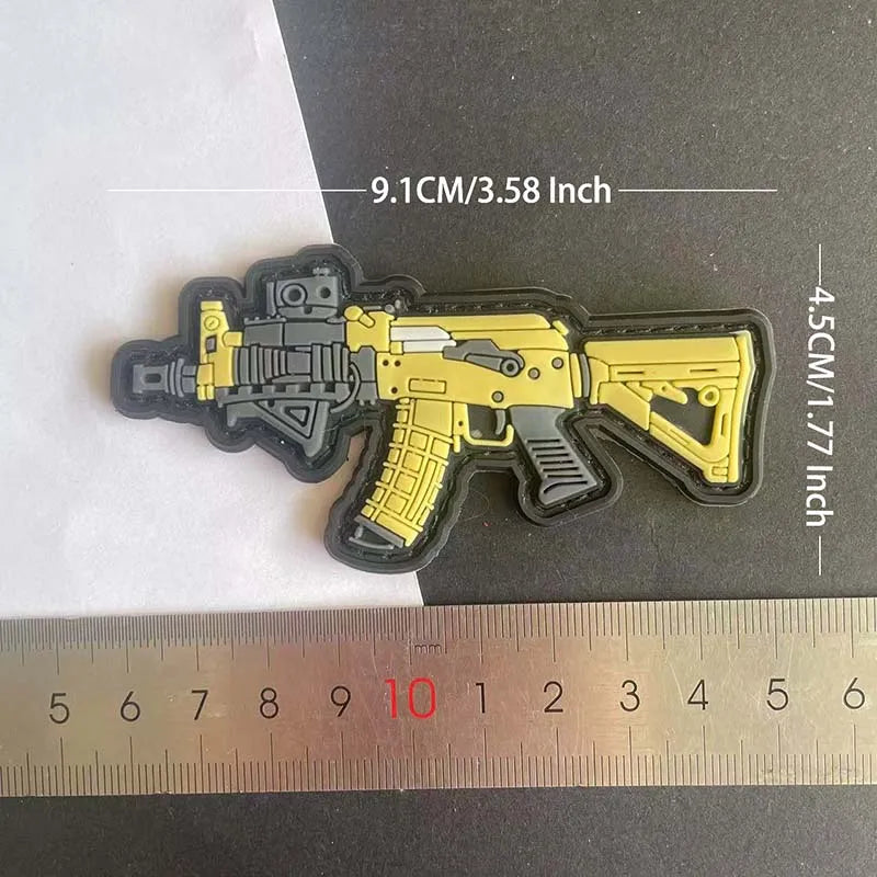 3D PVC Rubber Morale Patches Mini Pistol, Rifle Army Badge Stickers, Military Tactical Patch With Hook For Backpack