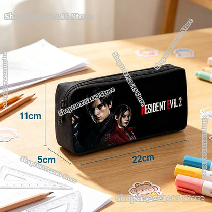 Cartoon Figure Resident Evil Print Pencilcase Kids Back To School Pencilbag Umbrella Corporation Stationary Storage Pouch Gifts