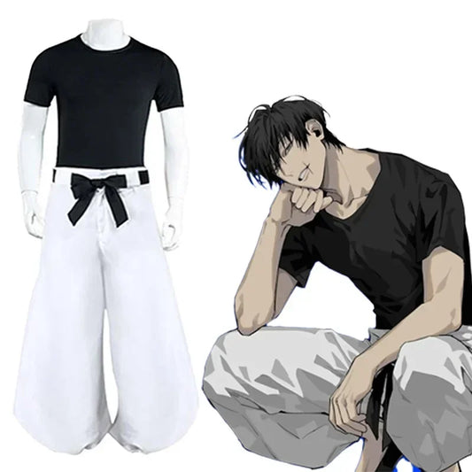 New Jujutsu JJK Manga Anime Fushiguro Toji Satoru Gojo Cosplay Costume Wig T-shirt Pants Rose Net Halloween Christmas